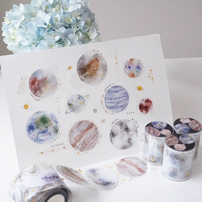 Galaxy Moon PET Tape | Junk Journal | Deco Stickers | Planner Journal Craft Scrapbooking Supplies | Gift for Her