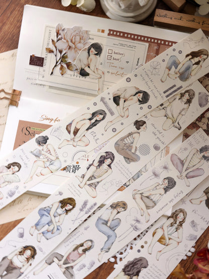 Girl Washi Tape | PET Tape | Junk Journal Kit | Deco Stickers for Planner | Planner Journal Scrapbooking Supplies