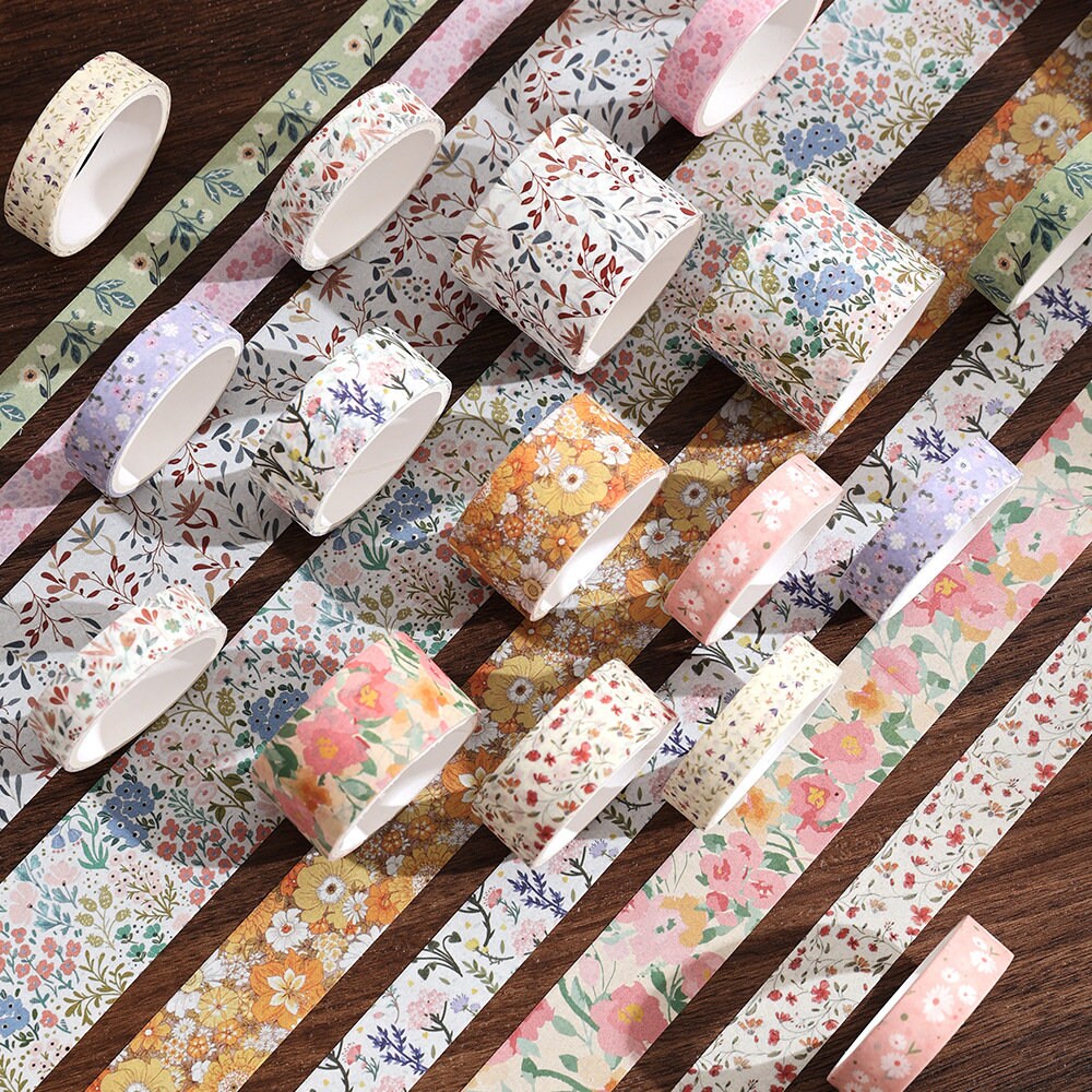 Retro Mini Floral Pattern Washi Tape | Japanese Masking Tape | Decorative Tapes | Planner Accessories Bullet Journal Craft DIY Supplies