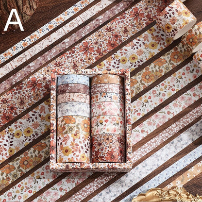 Retro Mini Floral Pattern Washi Tape | Japanese Masking Tape | Decorative Tapes | Planner Accessories Bullet Journal Craft DIY Supplies