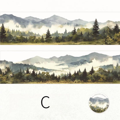 Forest Mountain Landscape Tape | Nature Healing PET tape Roll | Travel Tape | Decorative Tapes | Junk Journal Collage Supplies