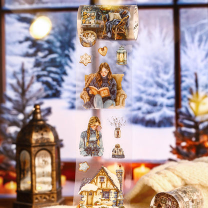 Snow Winter Landscape and Girl Tape | Winter Life PET tape | Masking Tape |PET Tape Roll | Winter Themes Tape |Gift Wrapping |Gift for Girls