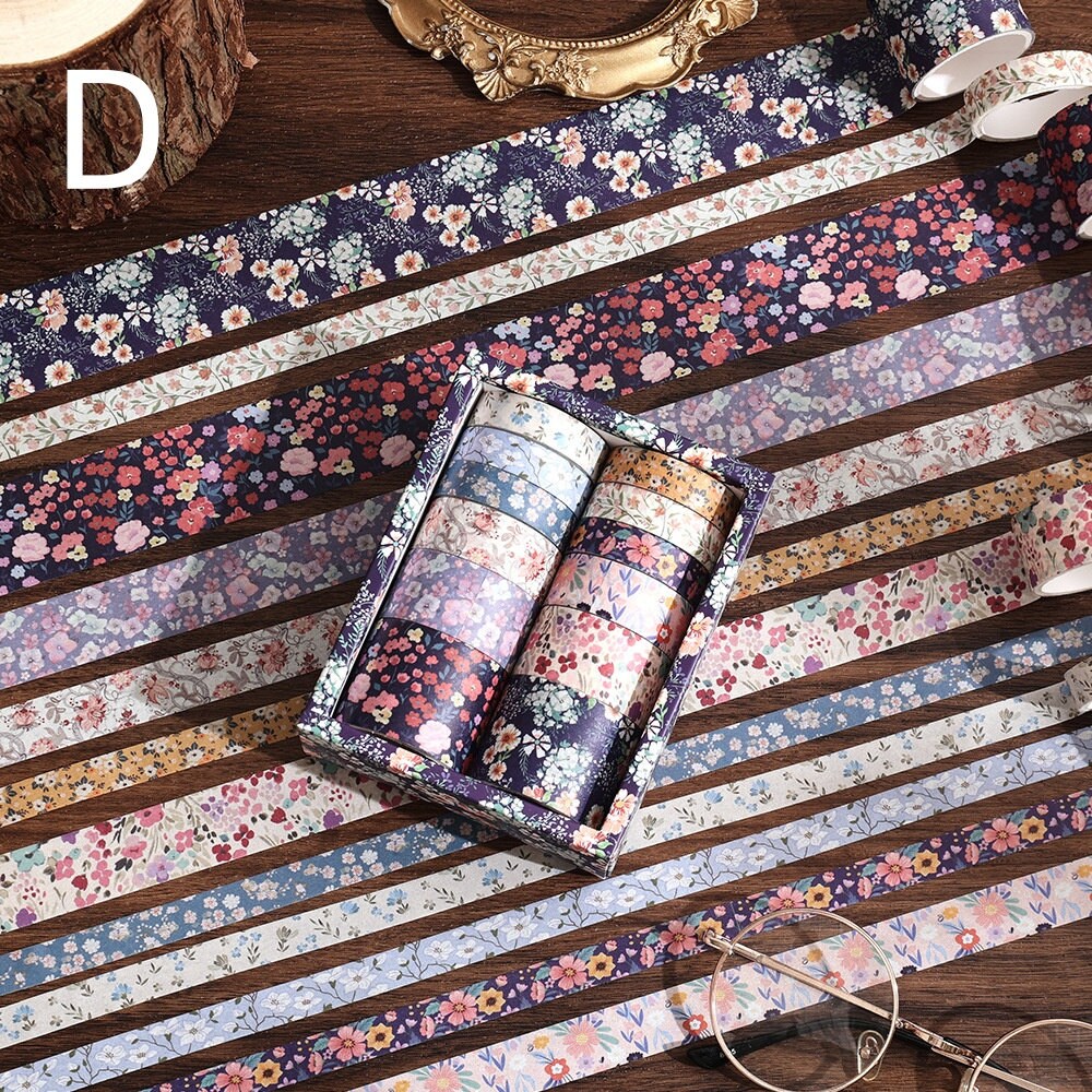 Retro Mini Floral Pattern Washi Tape | Japanese Masking Tape | Decorative Tapes | Planner Accessories Bullet Journal Craft DIY Supplies