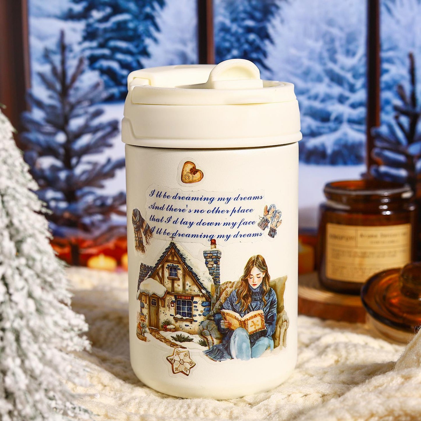 Snow Winter Landscape and Girl Tape | Winter Life PET tape | Masking Tape |PET Tape Roll | Winter Themes Tape |Gift Wrapping |Gift for Girls