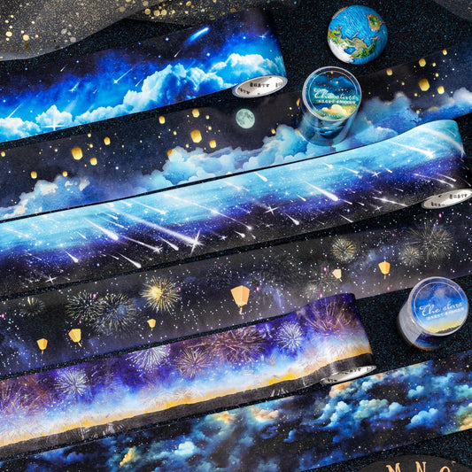 Shimmering  Star Sky Washi Tape | Sky Decorative Tape Stickers | Junk Journal Planner Bullet Journal Collage Craft Scrapbooking Supplies