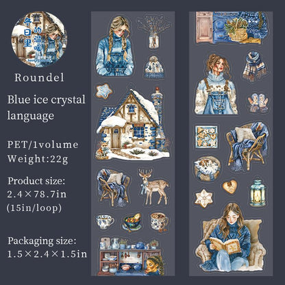 Snow Winter Landscape and Girl Tape | Winter Life PET tape | Masking Tape |PET Tape Roll | Winter Themes Tape |Gift Wrapping |Gift for Girls