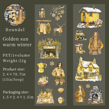 Snow Winter Landscape and Girl Tape | Winter Life PET tape | Masking Tape |PET Tape Roll | Winter Themes Tape |Gift Wrapping |Gift for Girls