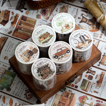 Retro Coffee Time Washi Paper Tape | Life Aesthetics Planner Tape | Masking Tape | Gift Wrapping | Collage Kit Junk Journal | Gift for Girls