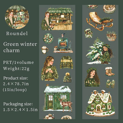 Snow Winter Landscape and Girl Tape | Winter Life PET tape | Masking Tape |PET Tape Roll | Winter Themes Tape |Gift Wrapping |Gift for Girls