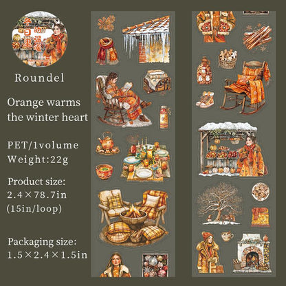 Snow Winter Landscape and Girl Tape | Winter Life PET tape | Masking Tape |PET Tape Roll | Winter Themes Tape |Gift Wrapping |Gift for Girls