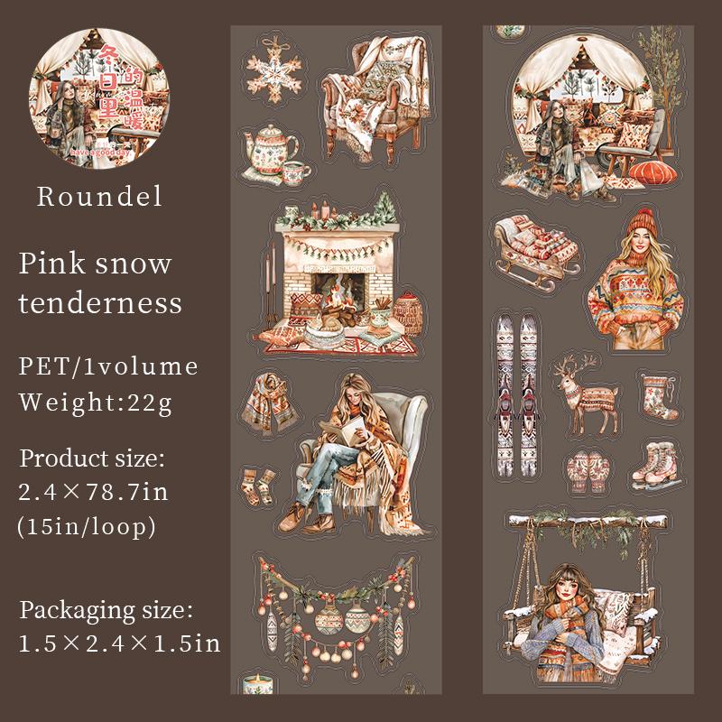 Snow Winter Landscape and Girl Tape | Winter Life PET tape | Masking Tape |PET Tape Roll | Winter Themes Tape |Gift Wrapping |Gift for Girls