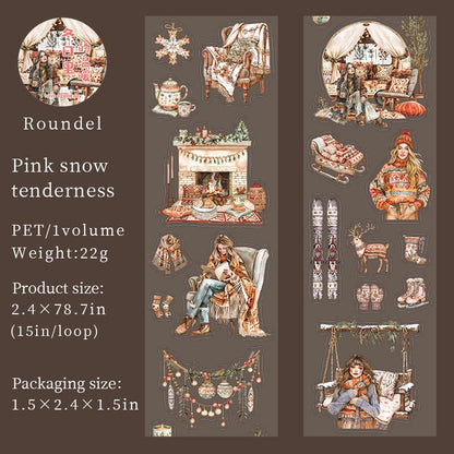 Snow Winter Landscape and Girl Tape | Winter Life PET tape | Masking Tape |PET Tape Roll | Winter Themes Tape |Gift Wrapping |Gift for Girls