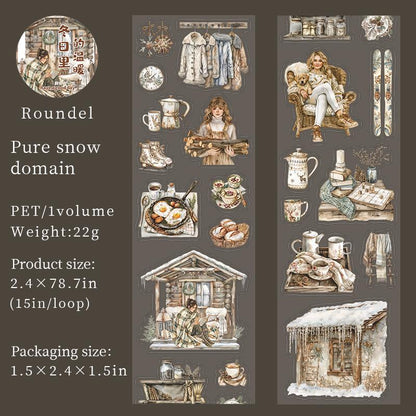 Snow Winter Landscape and Girl Tape | Winter Life PET tape | Masking Tape |PET Tape Roll | Winter Themes Tape |Gift Wrapping |Gift for Girls