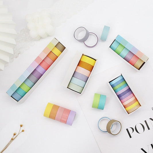 Pastel Colors Washi Tape Set | Solid Colors Masking Tape | Rainbow Decorative Tapes | Gift Wrapping Planner Bullet Journal Craft Supplies