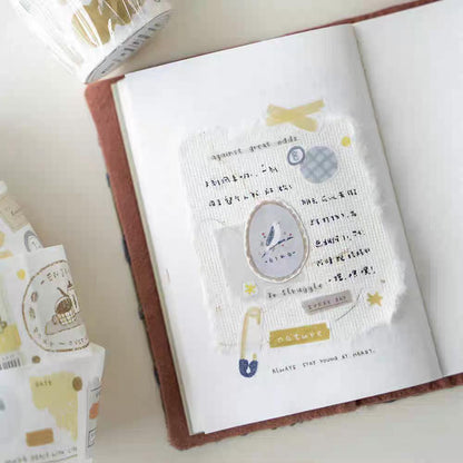 Cute Handdrawn Gramophone Record Retro Life Tape | Planner Tape | Decorative Washi Tape | Journal Scrapbooking Collage Supplies