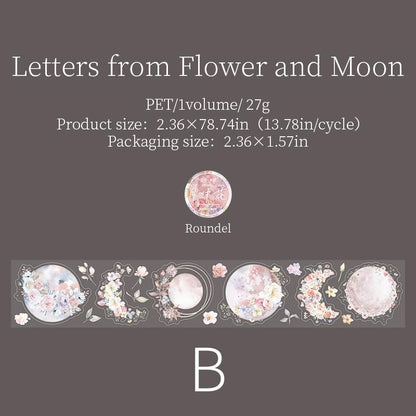 Moon Phase PET Tape | Moon and Stars Decorative Tapes Stickers | Junk Journal Planner Bullet Journal Collage Craft Scrapbooking Supplies