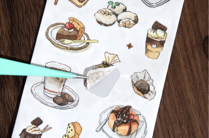Cute Coffee Snacks Drink Dessert Mini Sticker | Cozy Life | Coffee Lover Decorative Washi Tape | Journal Scrapbooking Collage Supplies
