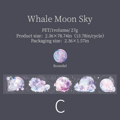 Moon Phase PET Tape | Moon and Stars Decorative Tapes Stickers | Junk Journal Planner Bullet Journal Collage Craft Scrapbooking Supplies