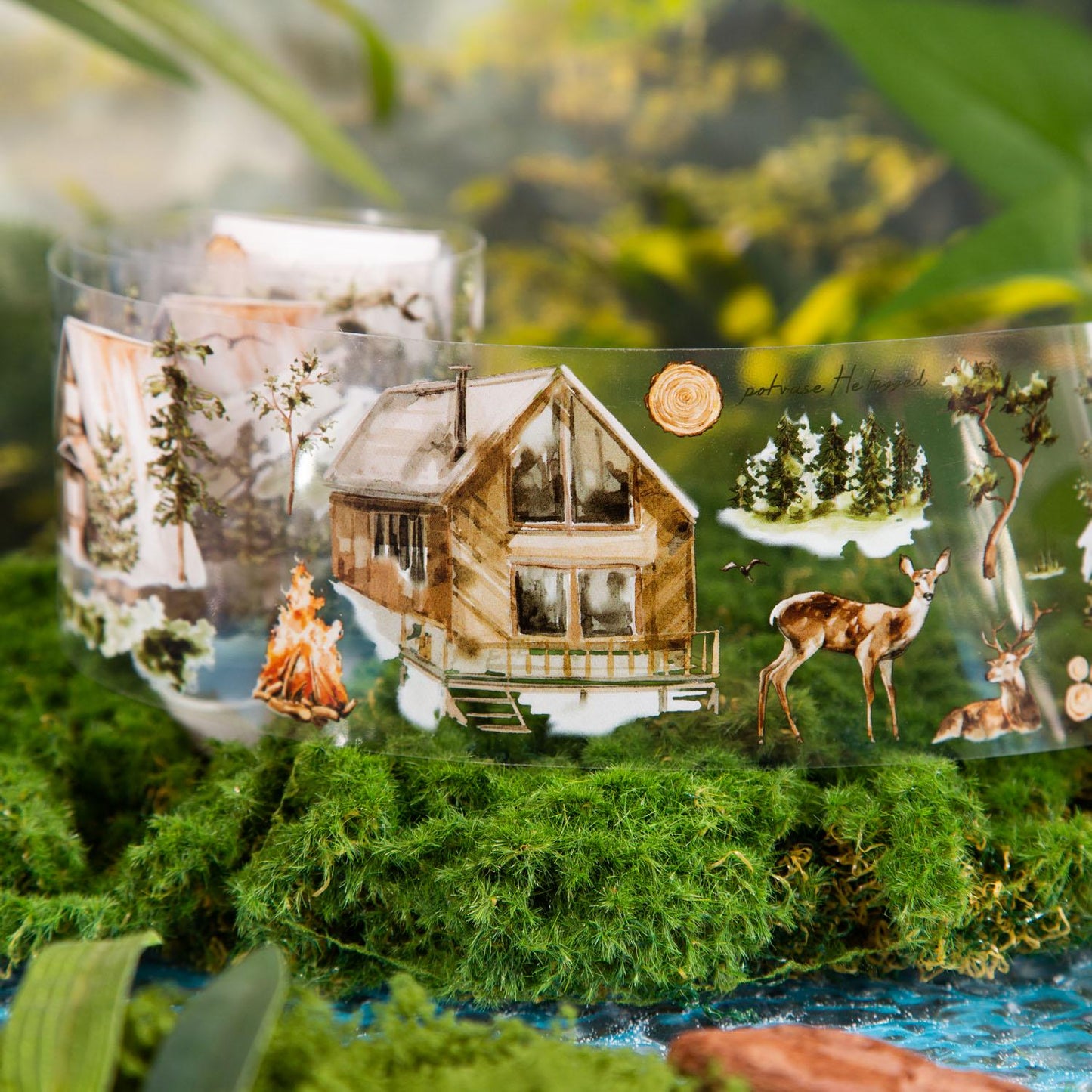 Forest Mountain Landscape PET Tape | Travel Sketches PET Roll | Nature Travel Tape | Decorative PET Tapes | Junk Journal Collage Supplies