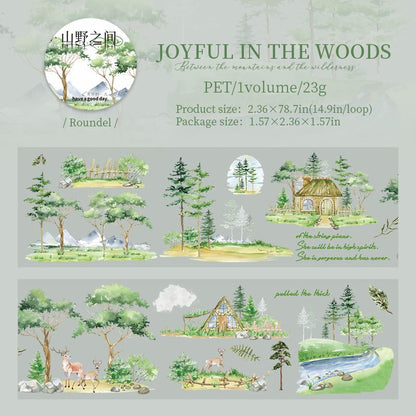 Forest Mountain Landscape PET Tape | Travel Sketches PET Roll | Nature Travel Tape | Decorative PET Tapes | Junk Journal Collage Supplies