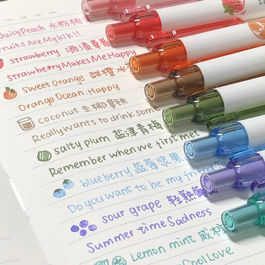 Fruit-scented Quick Dry Colorful Ink Pen | Aesthetic Colored Gel Pens | Cute Collage School Office Planner Journal Pens Supplies Stationery
