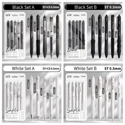 5pcs Minimalist  Pen Set | Black Gel Ink Pens | Planner Pens | Writing Supplies | Cute Stationery Journaling Planner Study Pen Supplies