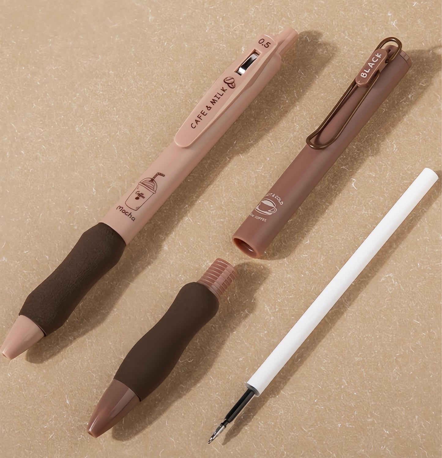 5pcs Coffee Lover Black Gel Pens | ST Smooth Writing Pens | Aesthetic Pen Set | Cute Kawaii Planner School Office Study Pens Stationery
