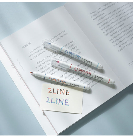 6Pcs Creative Double Line Pens |  Planner Journal Pen Set | Multicolor Pen | Underline Pen | Lettering Pen | Study Supplies |