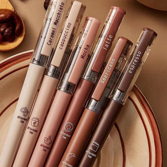 Afternoon Tea Coffee Black Ink Gel Pens Set | Writing Pens | Coffee Lover Aesthetic Pen Set | Cute Kawaii Planner School Office Study Pens
