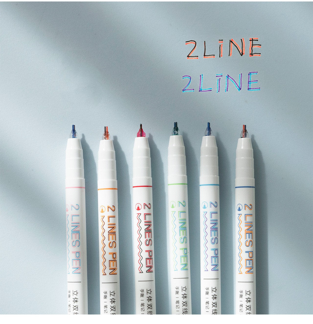6Pcs Creative Double Line Pens |  Planner Journal Pen Set | Multicolor Pen | Underline Pen | Lettering Pen | Study Supplies |