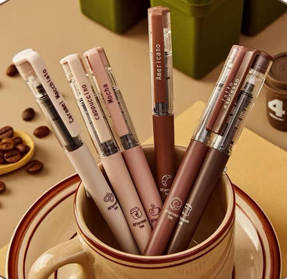 Afternoon Tea Coffee Black Ink Gel Pens Set | Writing Pens | Coffee Lover Aesthetic Pen Set | Cute Kawaii Planner School Office Study Pens