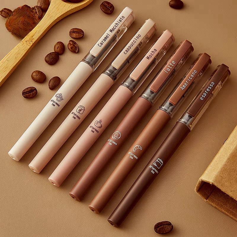 Afternoon Tea Coffee Black Ink Gel Pens Set | Writing Pens | Coffee Lover Aesthetic Pen Set | Cute Kawaii Planner School Office Study Pens