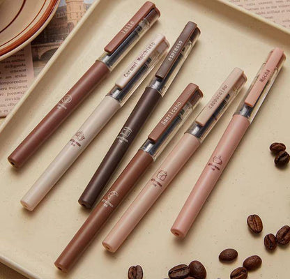 Afternoon Tea Coffee Black Ink Gel Pens Set | Writing Pens | Coffee Lover Aesthetic Pen Set | Cute Kawaii Planner School Office Study Pens
