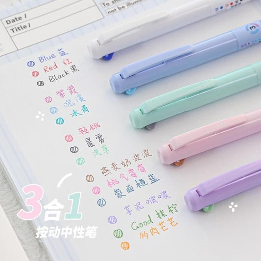 3 in 1 Multi-Color Pen | Three-color Ink Gel Pen | Quick Dry Ink Pen | Planner Pens | Student Pen Writing Supplies Stationery