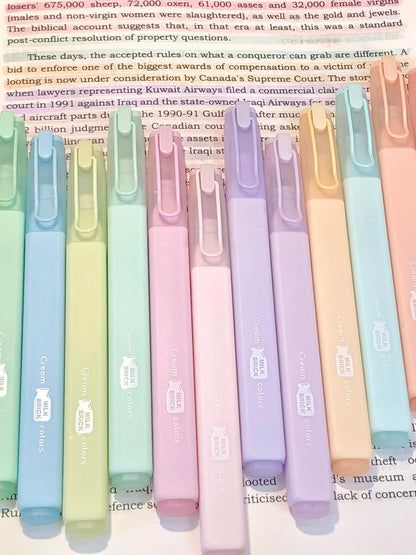 Milk Color Highlighter Pen | Highlighters Marker Pen | Aesthetic Cute Planner Journal Reading Drawing Pens | Study Writing Supplies