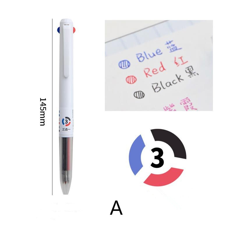 3 in 1 Multi-Color Pen | Three-color Ink Gel Pen | Quick Dry Ink Pen | Planner Pens | Student Pen Writing Supplies Stationery