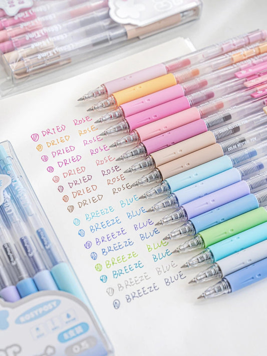 Coloured Juice Gel Pens Set |  Retractable Gel Roller Pen | Writing Supplies | Cute Stationery Journaling Planner Study Arts Pen Supplies