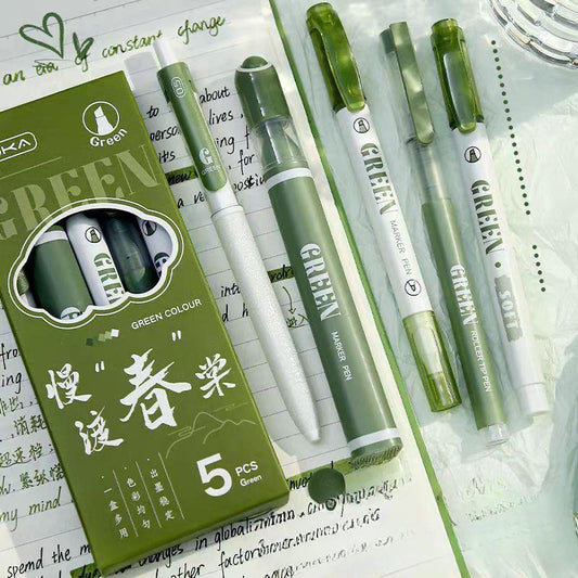 Retro Color Highlighter Pen Set | Double-Sided Highlighter | Highlighter Marker Pen | Planner School Office Study Pens Stationery