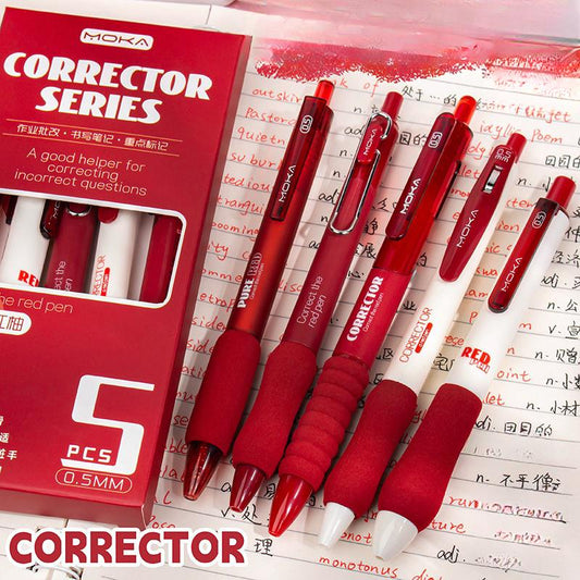 5pcs Red Gel Pens | Red Pens | Smooth Writing Pens | Aesthetic Pen Set | Cute Kawaii Planner School Office Study Pens Stationery