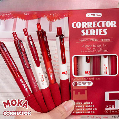 5pcs Red Gel Pens | Red Pens | Smooth Writing Pens | Aesthetic Pen Set | Cute Kawaii Planner School Office Study Pens Stationery
