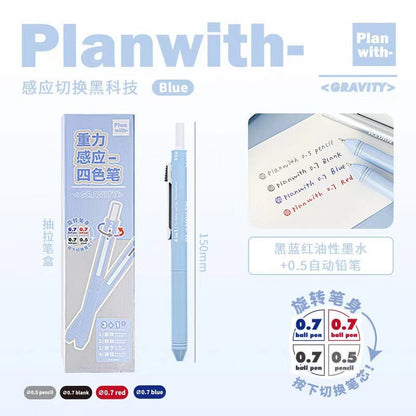 4 In 1 Pen Ink and Mechanical Pencil | Three-color Ink Gel Pen | Quick Dry Ink Pen | Planner Pens | Student Pen Writing Supplies Stationery