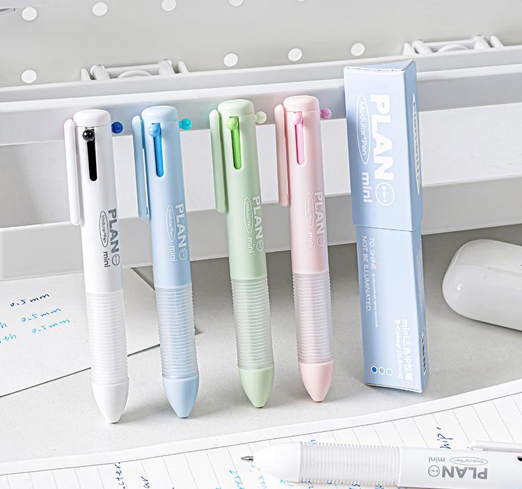 Mini Chubby Tri-Color Pen | 3-in-1 Click Pen | Gel Ink Pen 0.5mm | Bullet Journal Planner Study Note-Taking | Cute Pens | School Supplies
