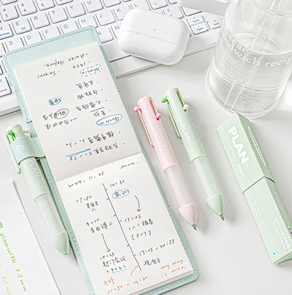 Mini Chubby Tri-Color Pen | 3-in-1 Click Pen | Gel Ink Pen 0.5mm | Bullet Journal Planner Study Note-Taking | Cute Pens | School Supplies