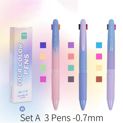 4 Color Gel Ink Pen 0.5mm 0.7mm | Multi Color Gel Pen | Smooth Planner Pens | Student Pen Writing Supplies Stationery