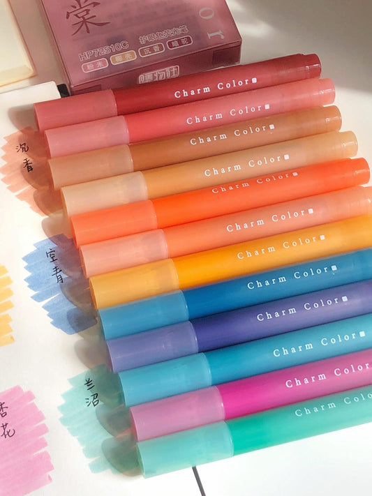 Retro Highlighter Pens Set | High Capacity Marker Pen | DIY Photo Album Journal Planner Book Reading Highlighters | Doodle Drawing Pens