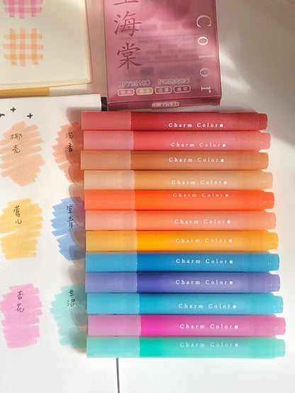 Retro Highlighter Pens Set | High Capacity Marker Pen | DIY Photo Album Journal Planner Book Reading Highlighters | Doodle Drawing Pens