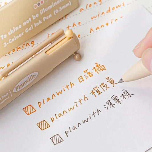 3 Color Gel Ink Pen 0.5mm | Simplicity Solid Color Gel Pen | Smooth Planner Pens | Student Pen Writing Supplies Stationery