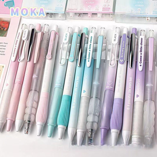 5pcs Kawaii Colorful Black Ink Gel Pen Set | Aesthetic Pens | Cute Planner Journal Study School Office Back to School Supplies Stationery