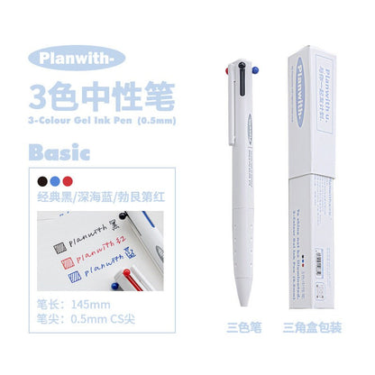 3 Color Gel Ink Pen 0.5mm | Simplicity Solid Color Gel Pen | Smooth Planner Pens | Student Pen Writing Supplies Stationery