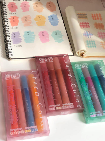 Retro Highlighter Pens Set | High Capacity Marker Pen | DIY Photo Album Journal Planner Book Reading Highlighters | Doodle Drawing Pens